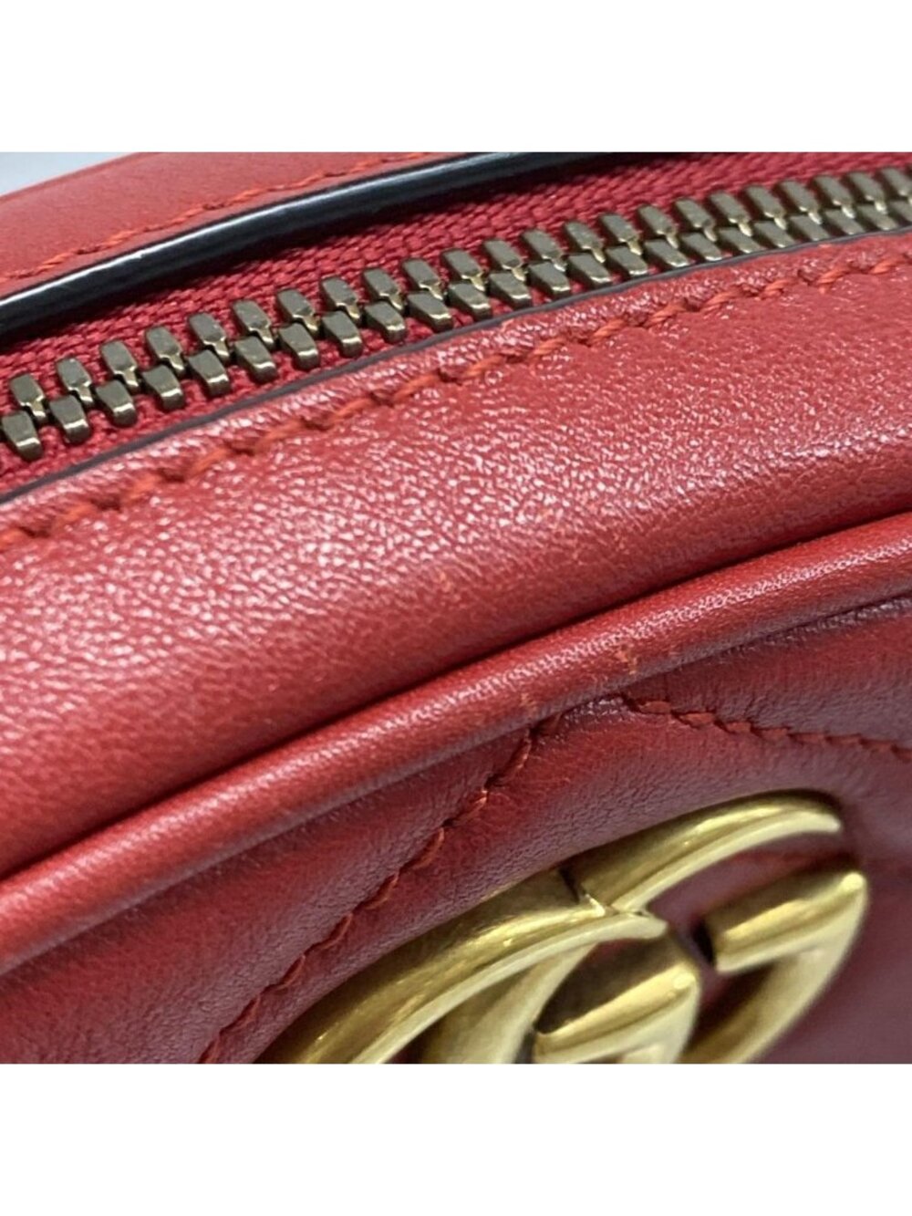 Gucci Waist Pouch GG Marmont Quilted Leather Belt Bag Red - Picture 12 of 15